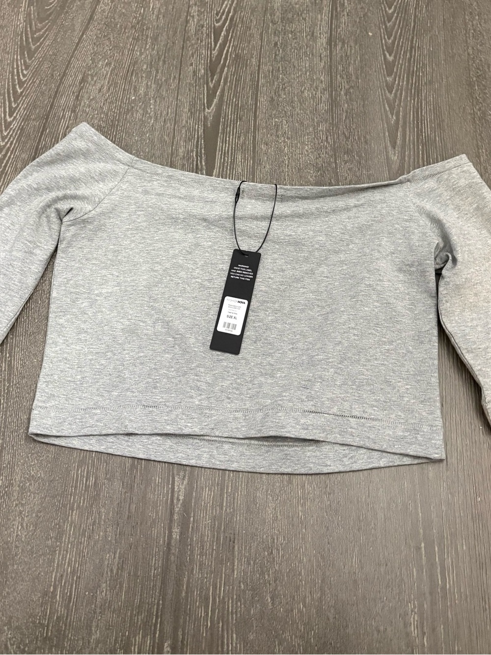 Fashion Nova Heather Gray Off-Shoulder Crop Top